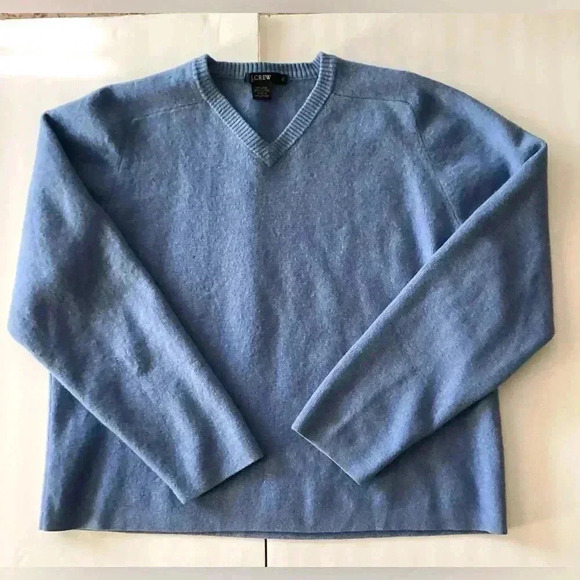 J. CREW Blue WOOL AND COTTON BLEN CROPPED V- NECK SWEATER SIZEXL - Picture 4 of 5